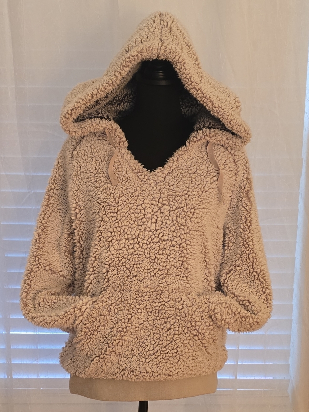 Thread & Supply Plush Sherpa Hoodie in Gray and Cream